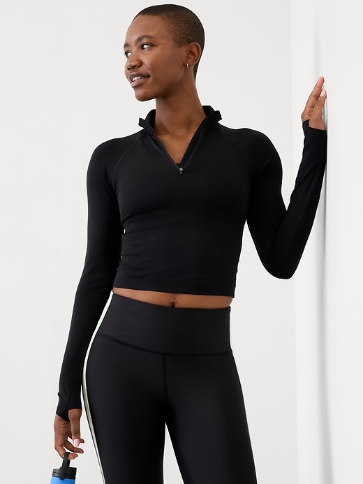 Image number 2 showing, Momentum Seamless Crop Half Zip