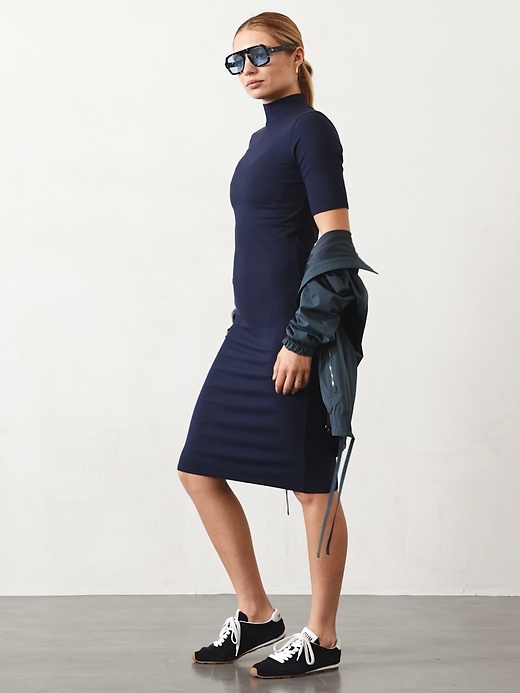 Image number 4 showing, Signature Rib Mock Neck Dress