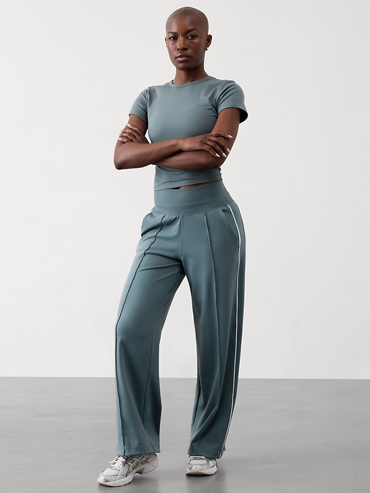 Image number 1 showing, Venice High Rise Track Stripe Wide Leg Pant