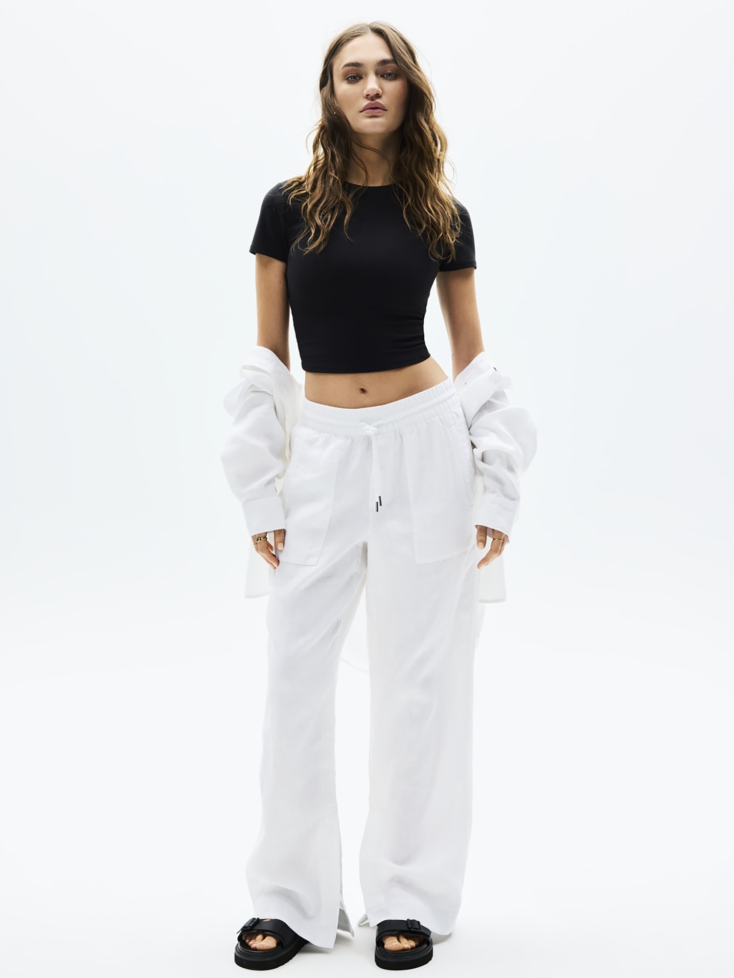 Retreat Linen High Rise Wide Leg Pant - White