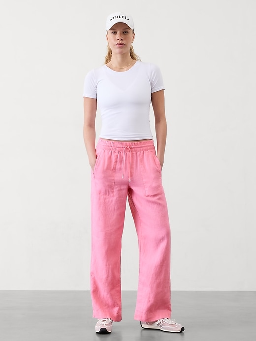 Image number 1 showing, Retreat Linen Mid Rise Wide Leg Pant