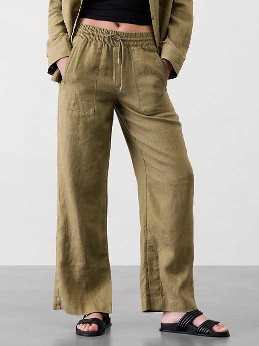 Image number 7 showing, Retreat Linen Mid Rise Wide Leg Pant