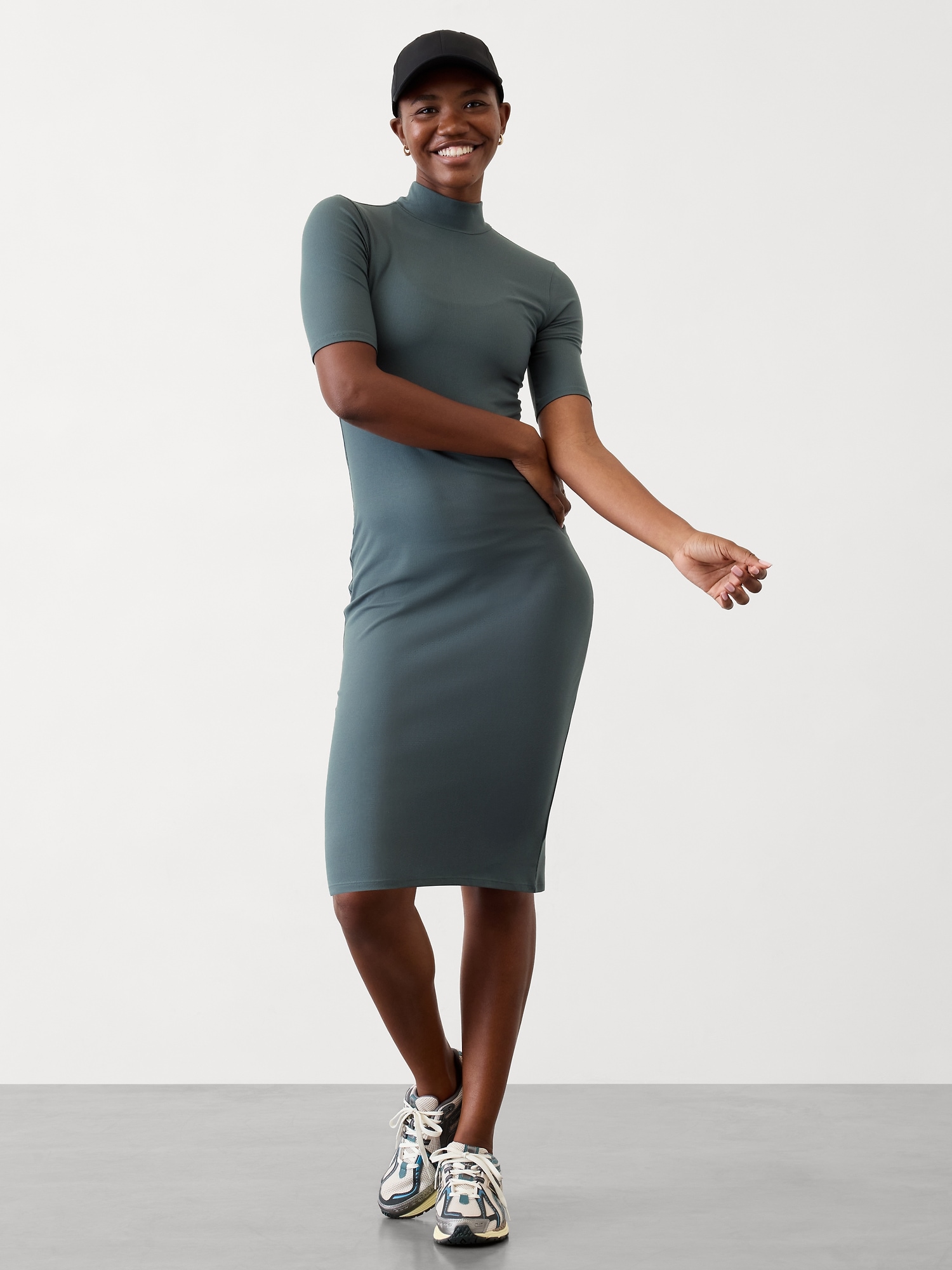 Signature Rib Mock Neck Dress