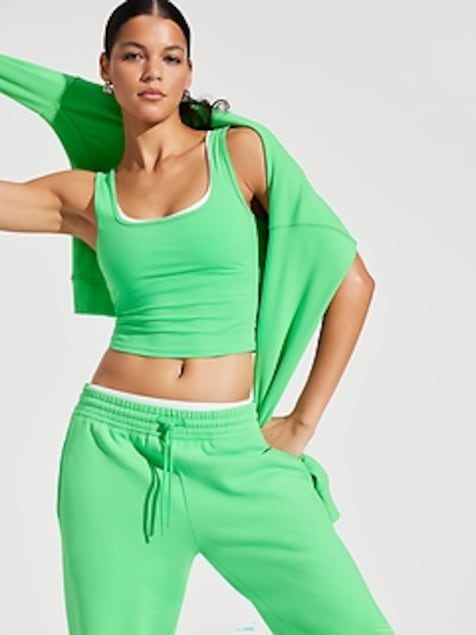 Signature Rib Square Neck Crop Tank