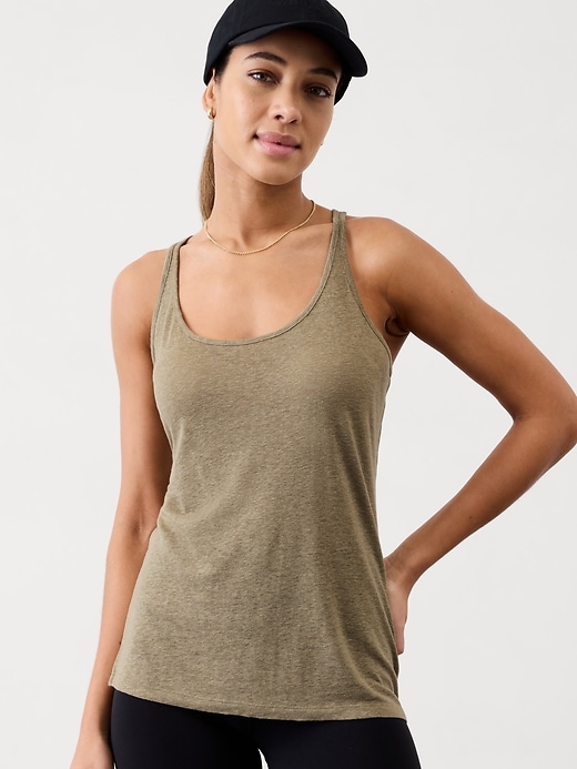 Image number 1 showing, Getaway Linen Blend Tank