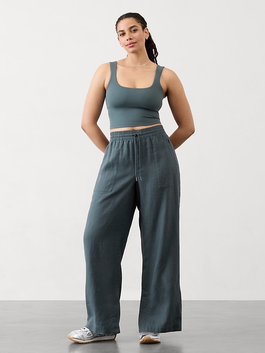 Image number 1 showing, Retreat Linen Mid Rise Wide Leg Pant