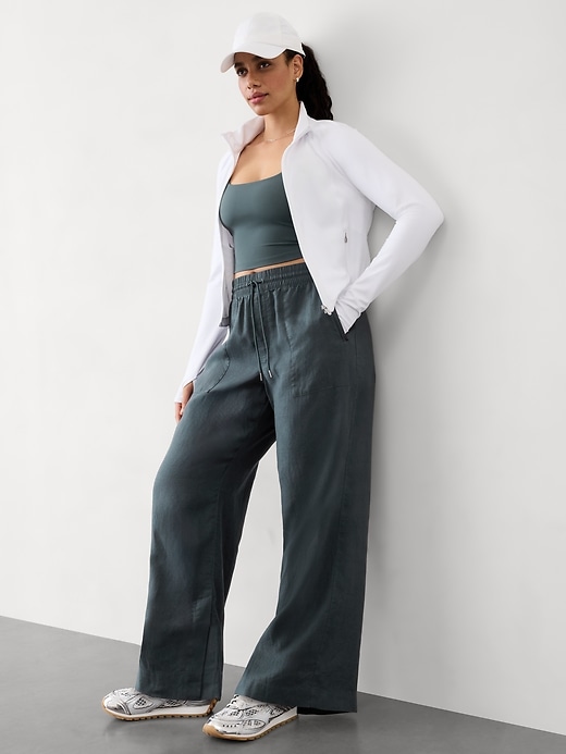 Image number 2 showing, Retreat Linen Mid Rise Wide Leg Pant