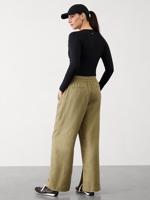 Image number 6 showing, Retreat Linen Mid Rise Wide Leg Pant