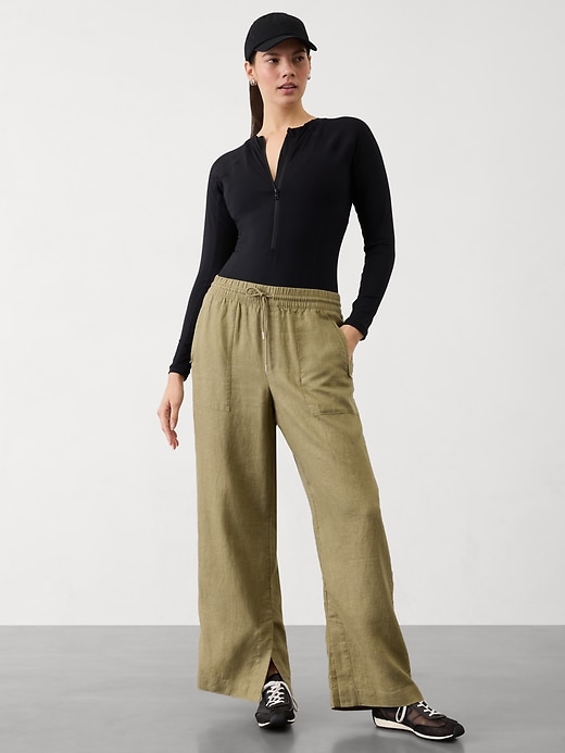 Image number 5 showing, Retreat Linen Mid Rise Wide Leg Pant