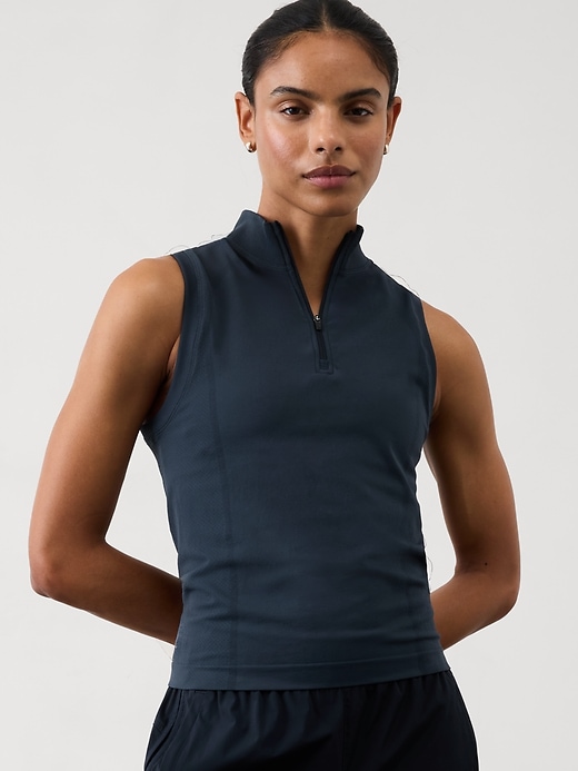 Image number 1 showing, Seamless Half Zip Tank