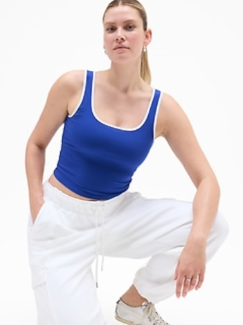 Signature Rib Square Neck Crop Tank