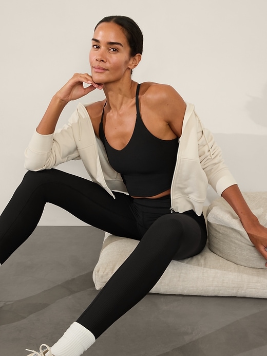 2 of 8 showing, with the color Black Rib of product Elation V-Neck Rib Longline Sports Bra A-C
