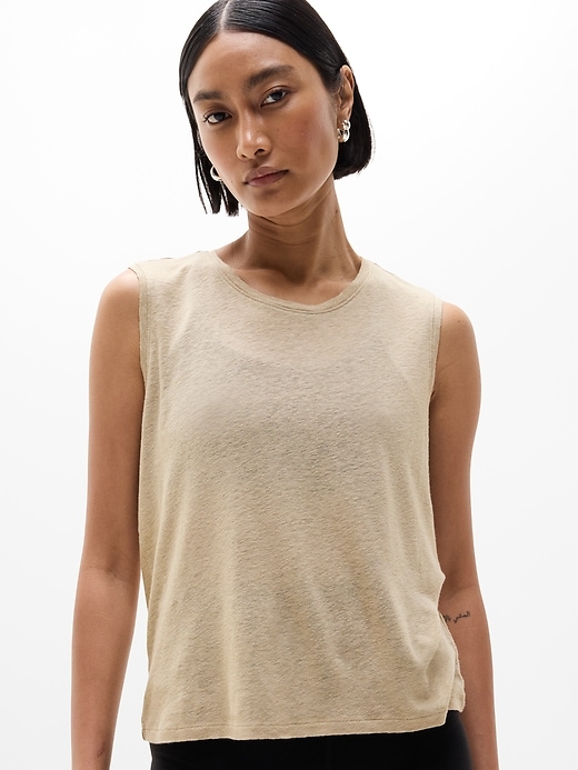 Image number 1 showing, Getaway Linen Blend Muscle Tank