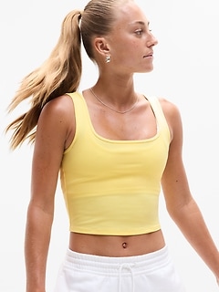 Signature Rib Square Neck Crop Tank