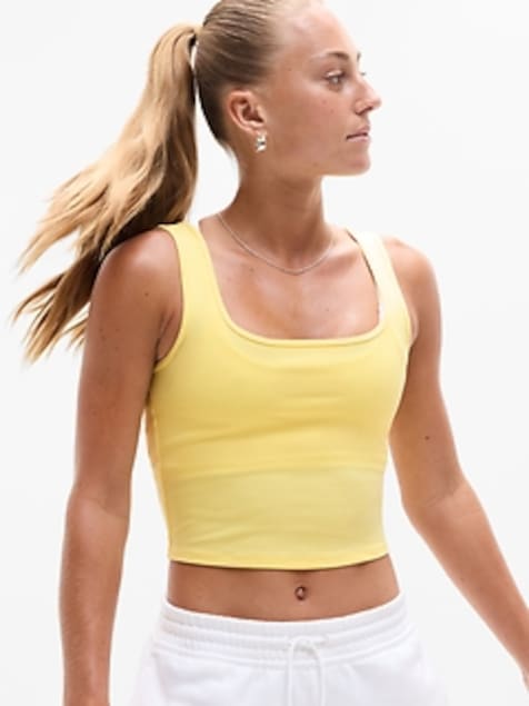 Signature Rib Square Neck Crop Tank
