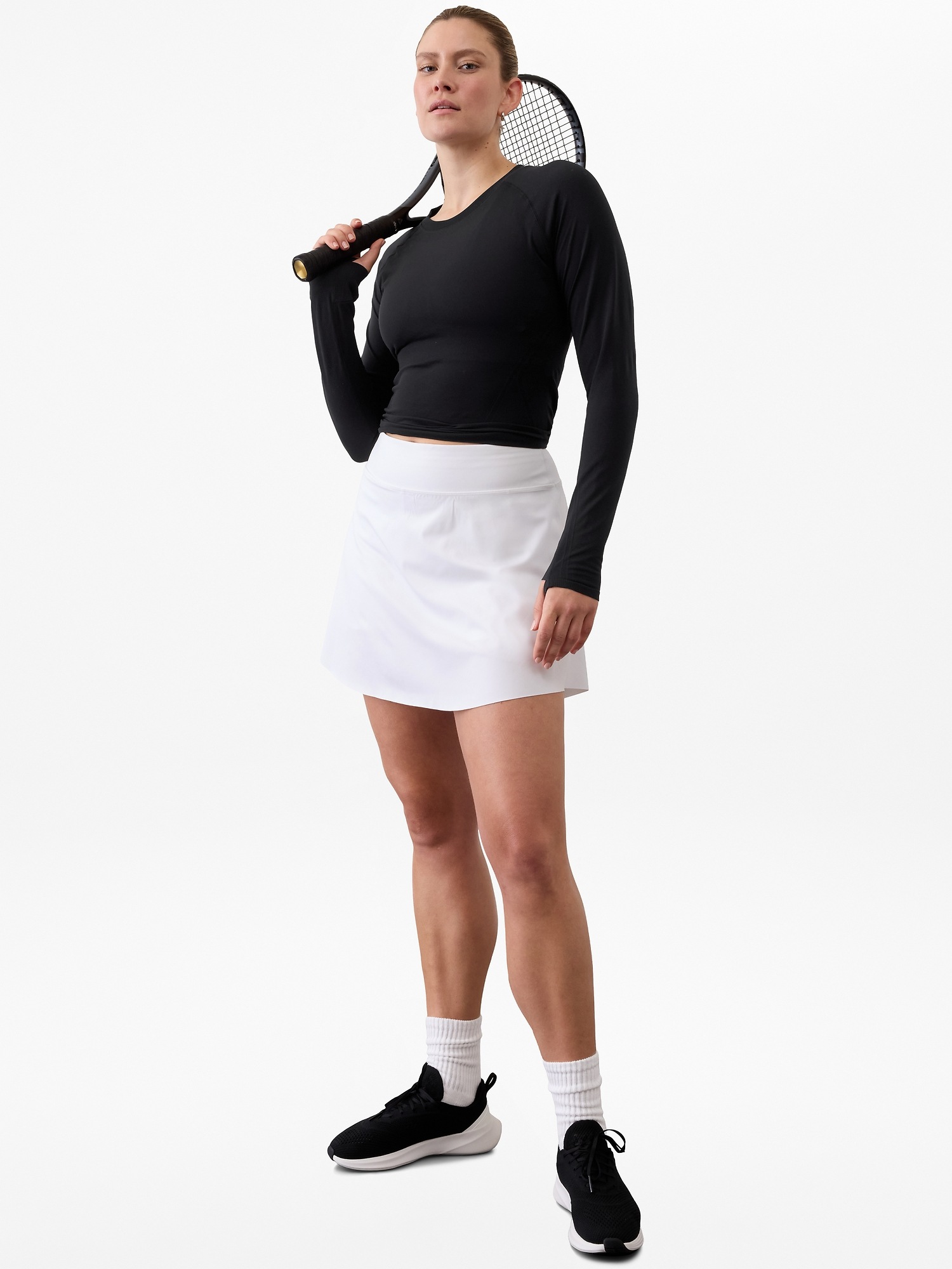 Женская юбка-шорты Athleta Ace Advantage High Rise 15.5" Skort, цвет: Яркий белый