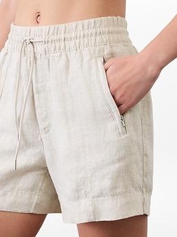 Retreat Linen Mid Rise 4" Short - Beige - image 3