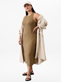 Seasoft Rib Midi Tank Dress - Brown - image 2