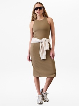 Seasoft Rib Midi Tank Dress - Brown - image 5