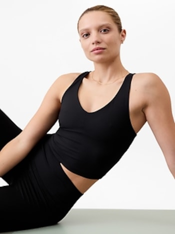 Transcend V Neck Rib Crop Sports Bra A-C