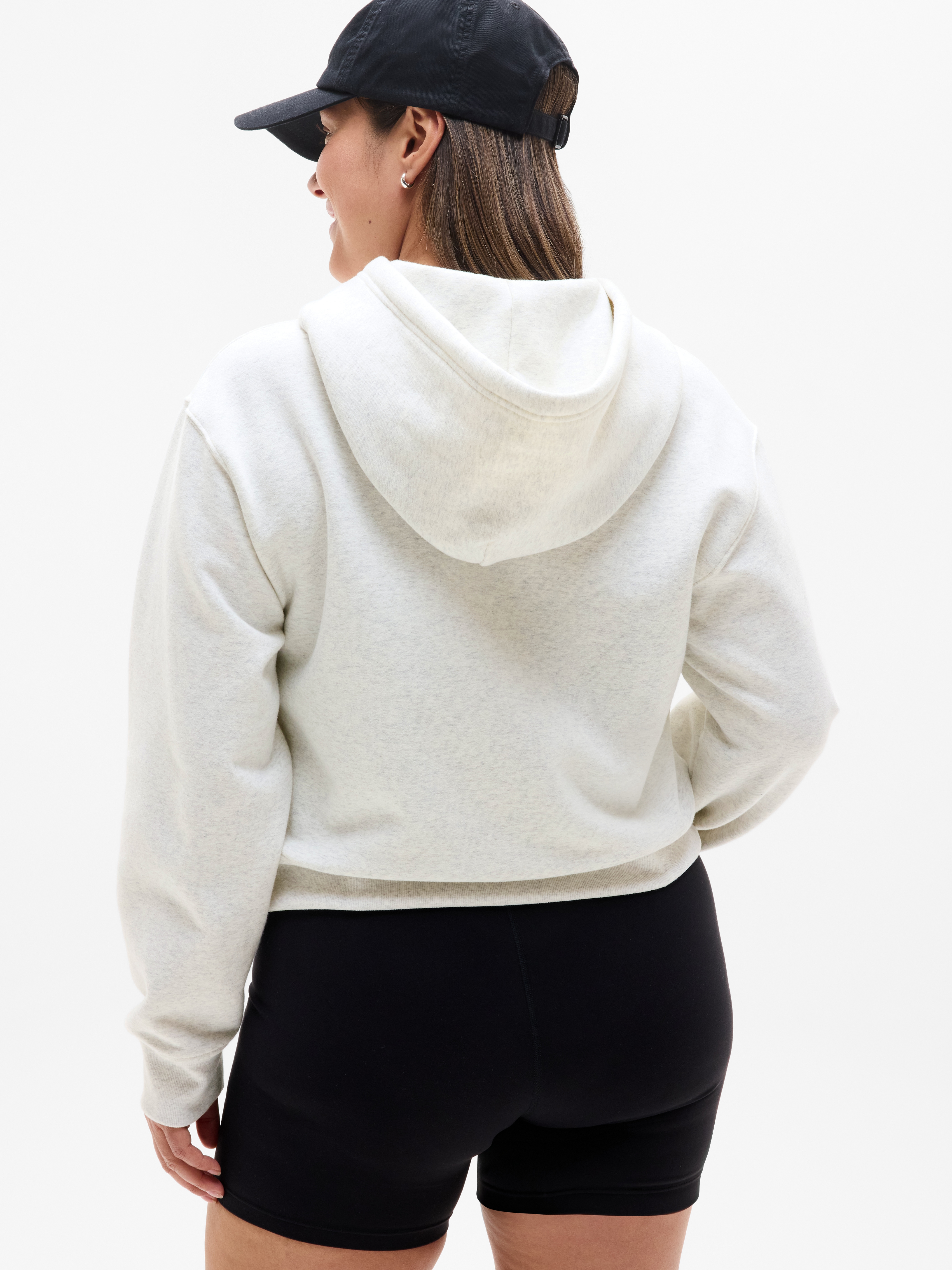 Athleta Forever Fleece Full Zip Sweatshirt - Gray (Fog Grey Heather)