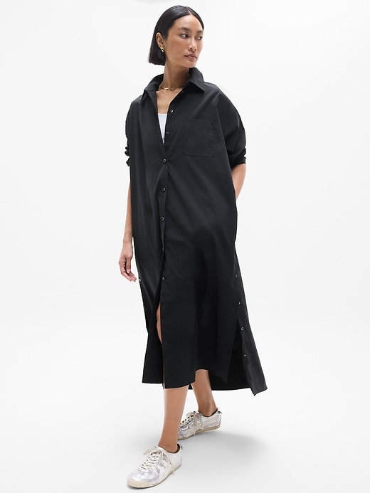 Image number 1 showing, Drift Poplin Long Shirt Dress