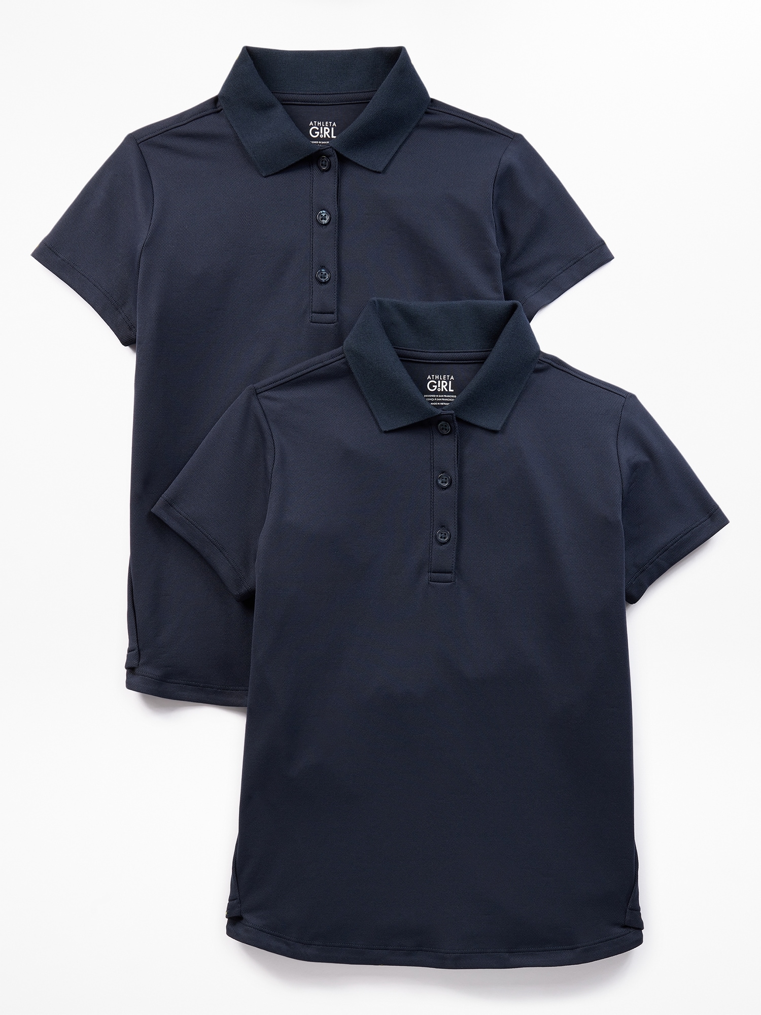 Топы Athleta School Day Polo 2-Pack для девочек, цвет: Тёмно-синий
