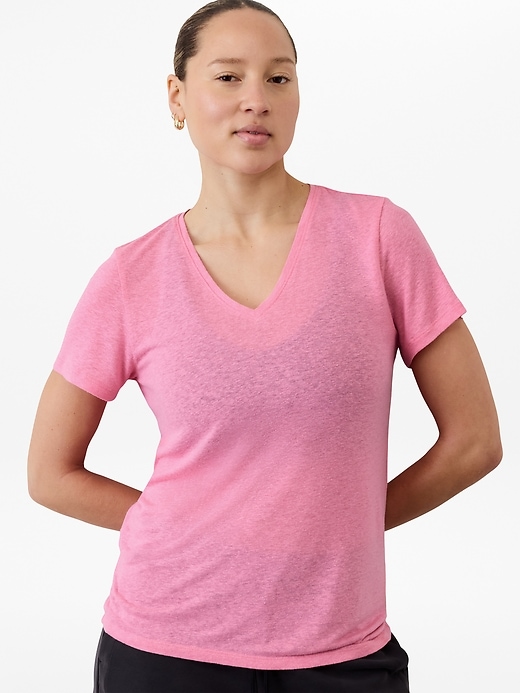 Image number 3 showing, Getaway Linen Blend V-Neck Tee