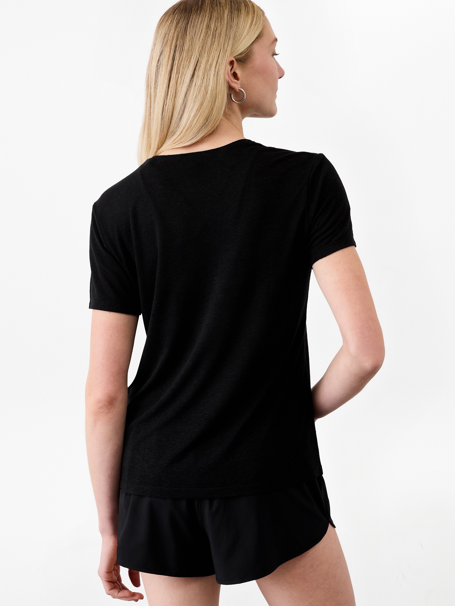 Getaway Linen Blend Tee - Black - View 41