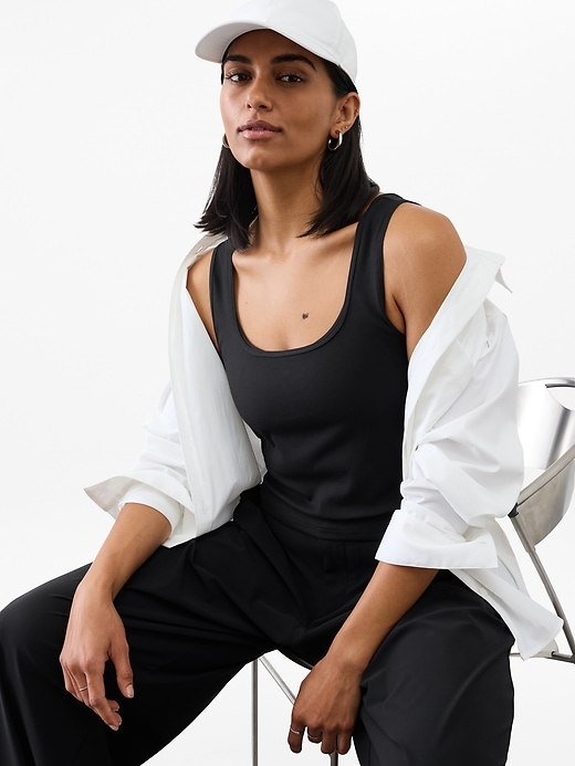 Image number 5 showing, Signature Rib Square Neck Crop Tank