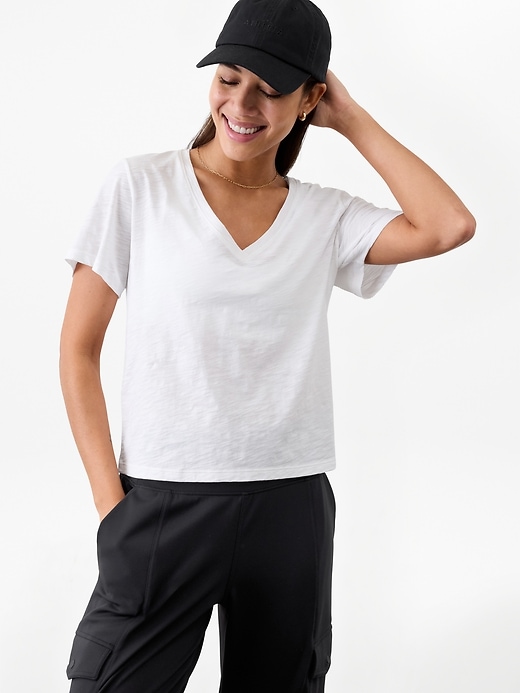 Image number 1 showing, Essential Slub V-Neck Tee