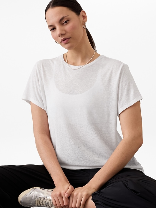Image number 1 showing, Getaway Linen Blend Tee