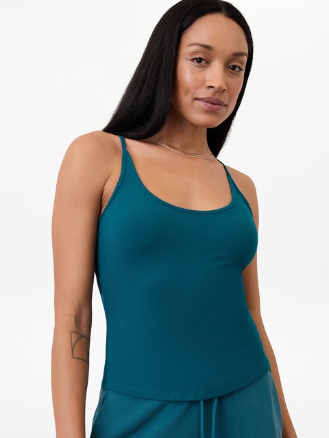 Signature Rib Thin Strap Tank - Blue