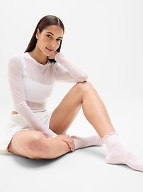 View large product image 2 of 3. Athleta Ruffle Everyday Quarter Crew Sock 2-Pack