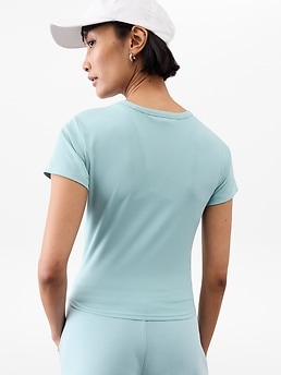 Athleta Signature Rib Crop Tee - Blue (Waterloo Blue)