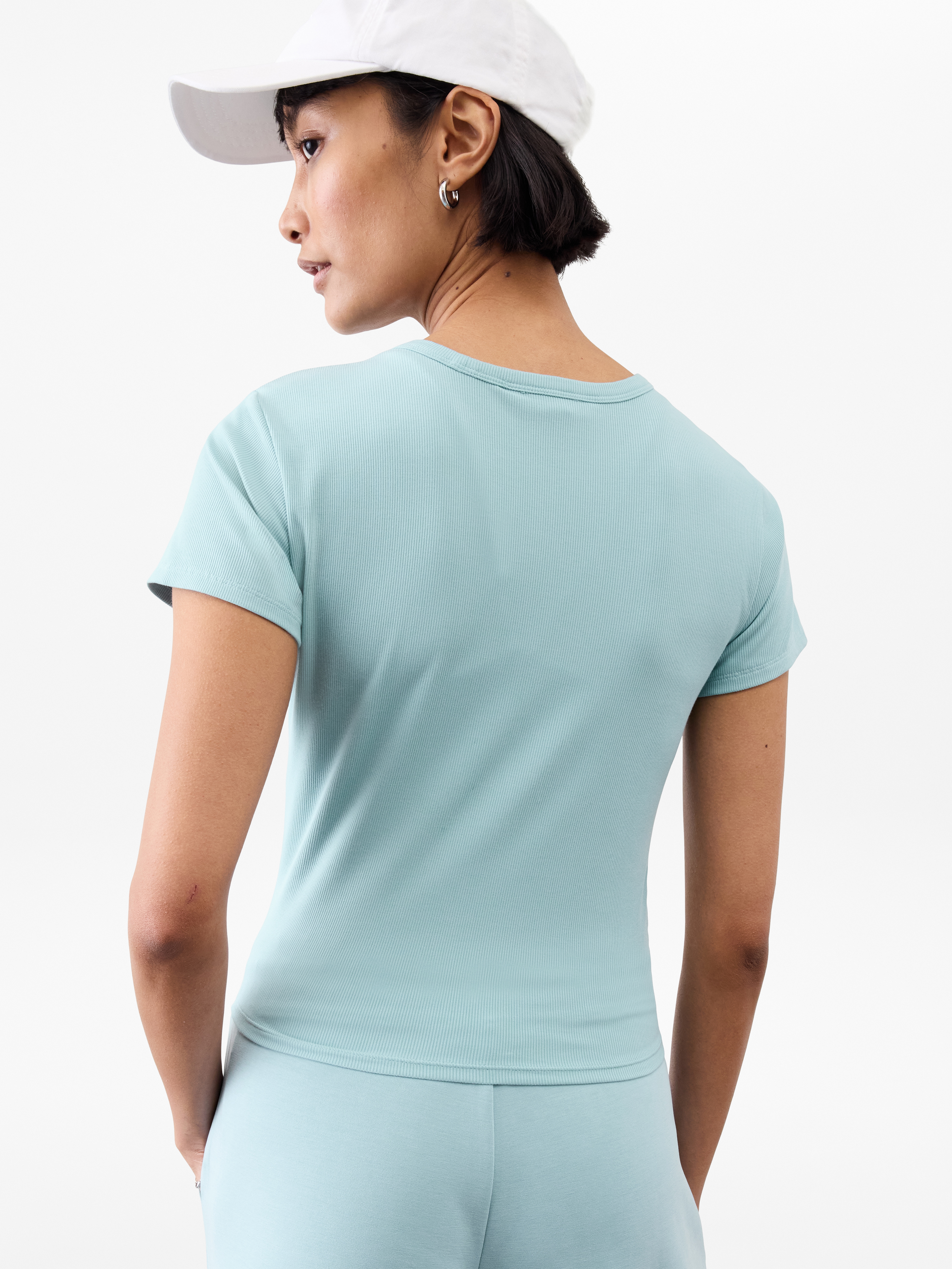 Athleta Signature Rib Crop Tee - Blue (Waterloo Blue)