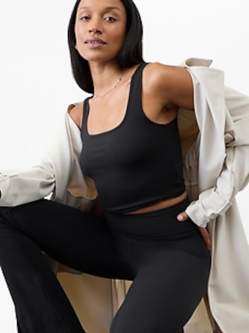 Signature Rib Square Neck Crop Tank