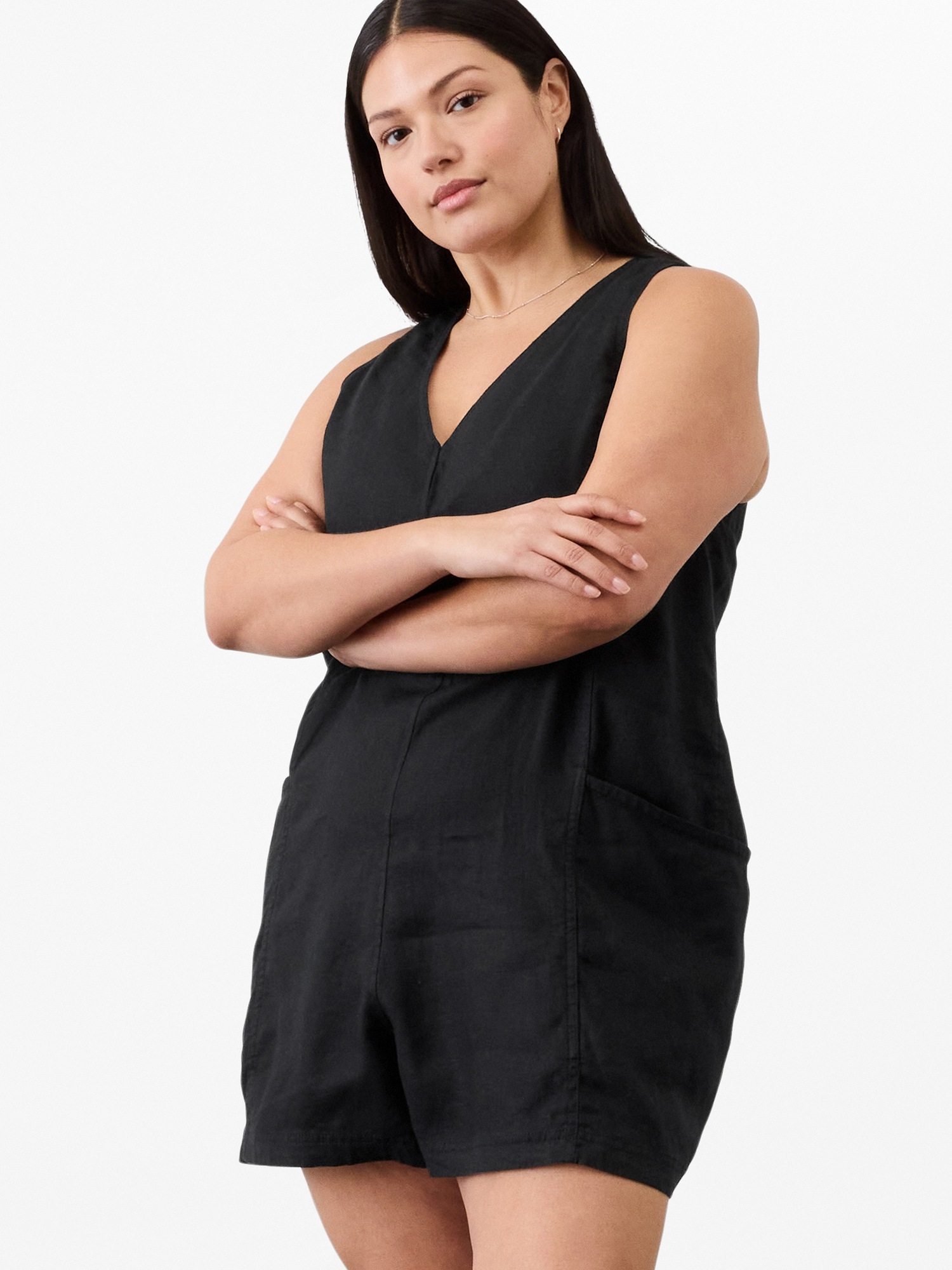 Женский комбинезон Athleta Retreat Linen, цвет: Чёрный — фото 3