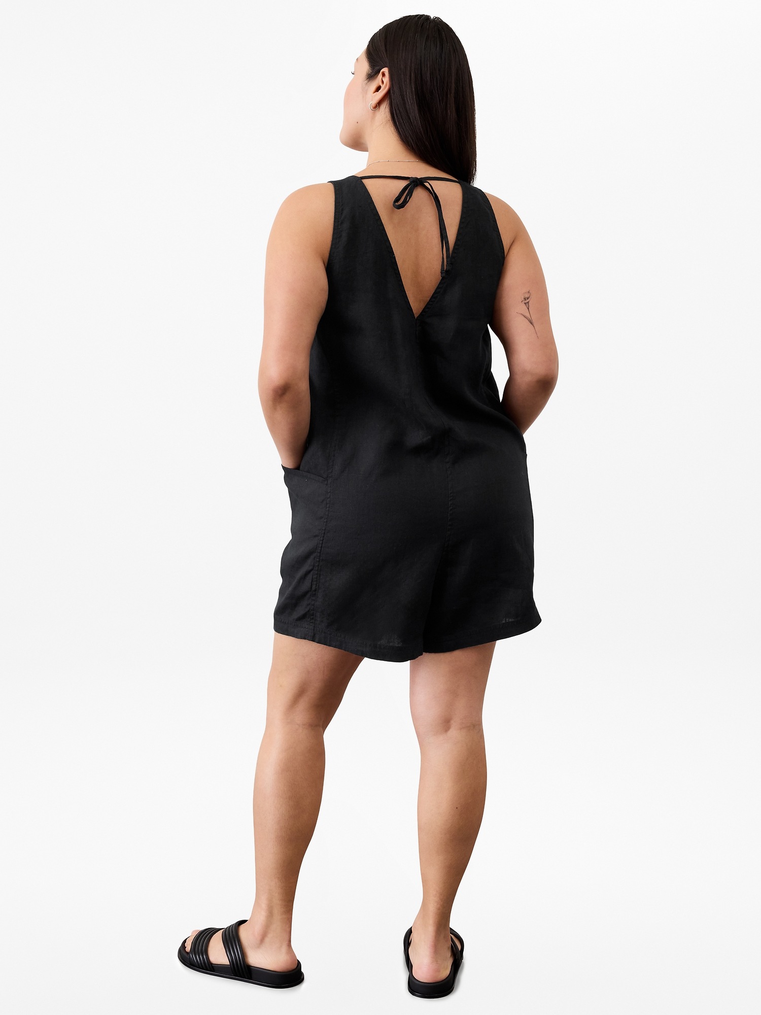 Женский комбинезон Athleta Retreat Linen, цвет: Чёрный — фото 5