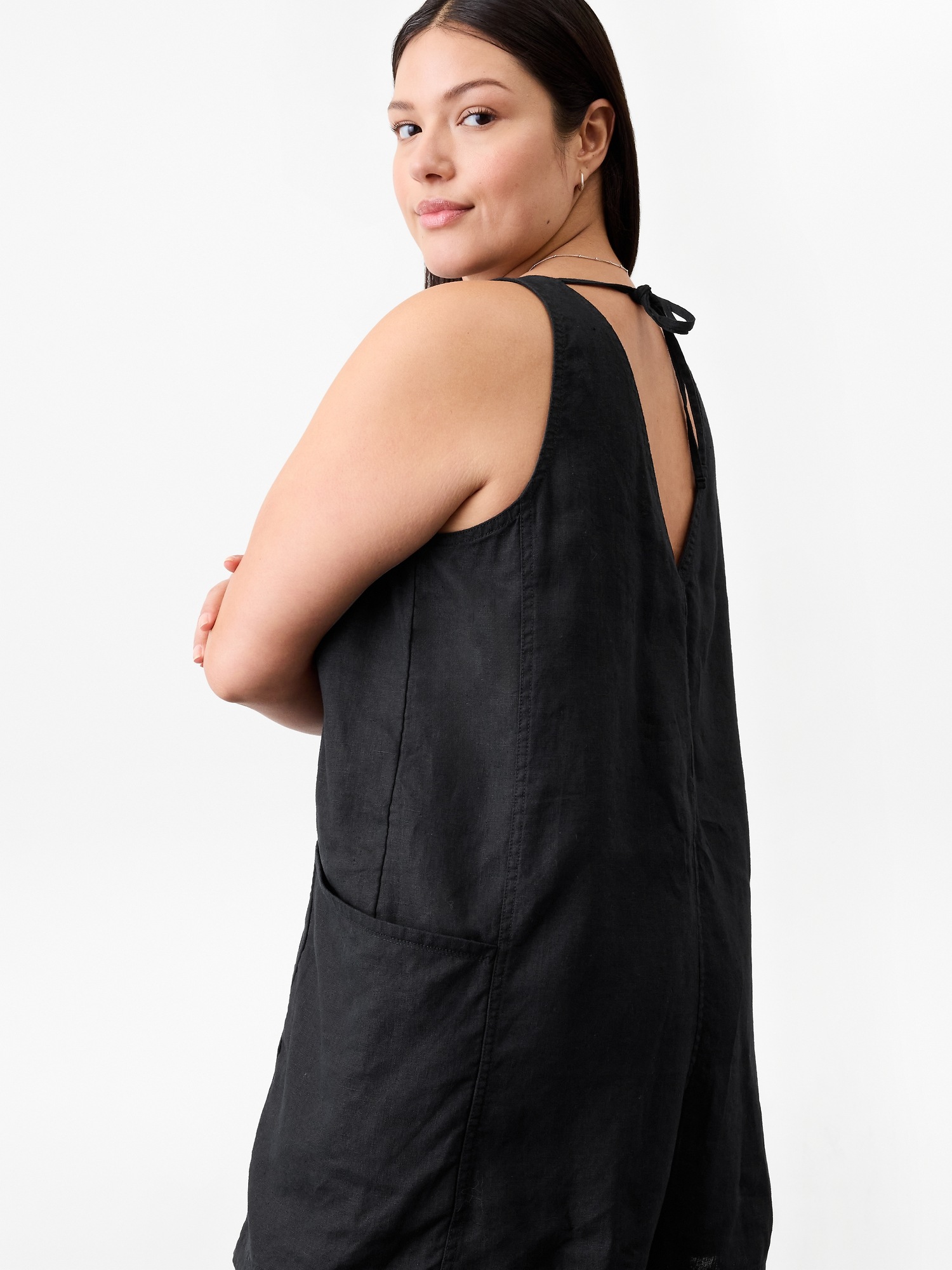 Женский комбинезон Athleta Retreat Linen, цвет: Чёрный — фото 4