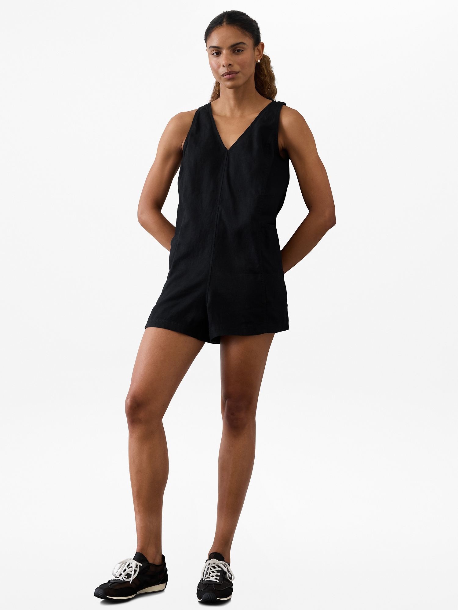 Женский комбинезон Athleta Retreat Linen, цвет: Чёрный
