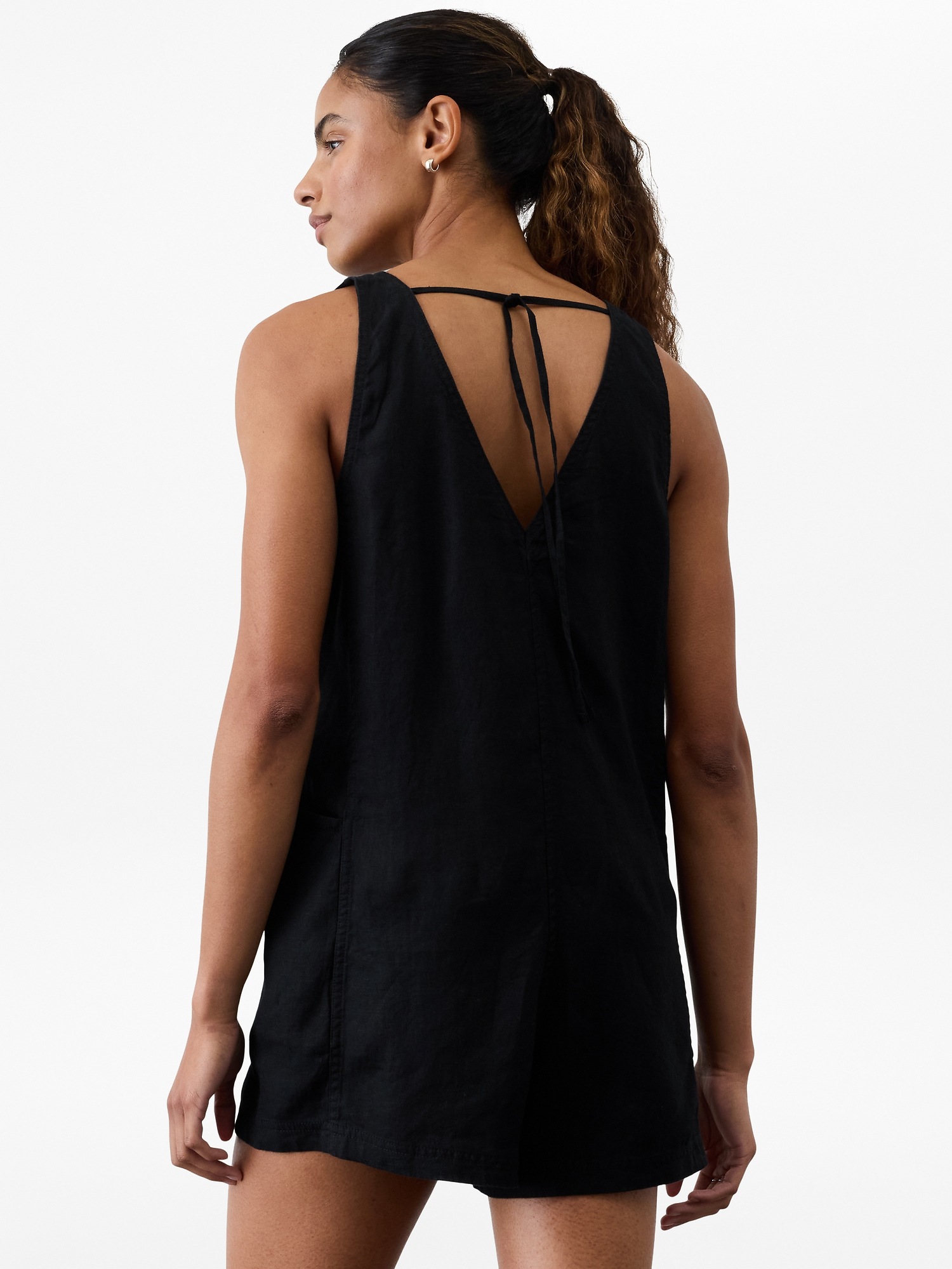 Женский комбинезон Athleta Retreat Linen, цвет: Чёрный — фото 2