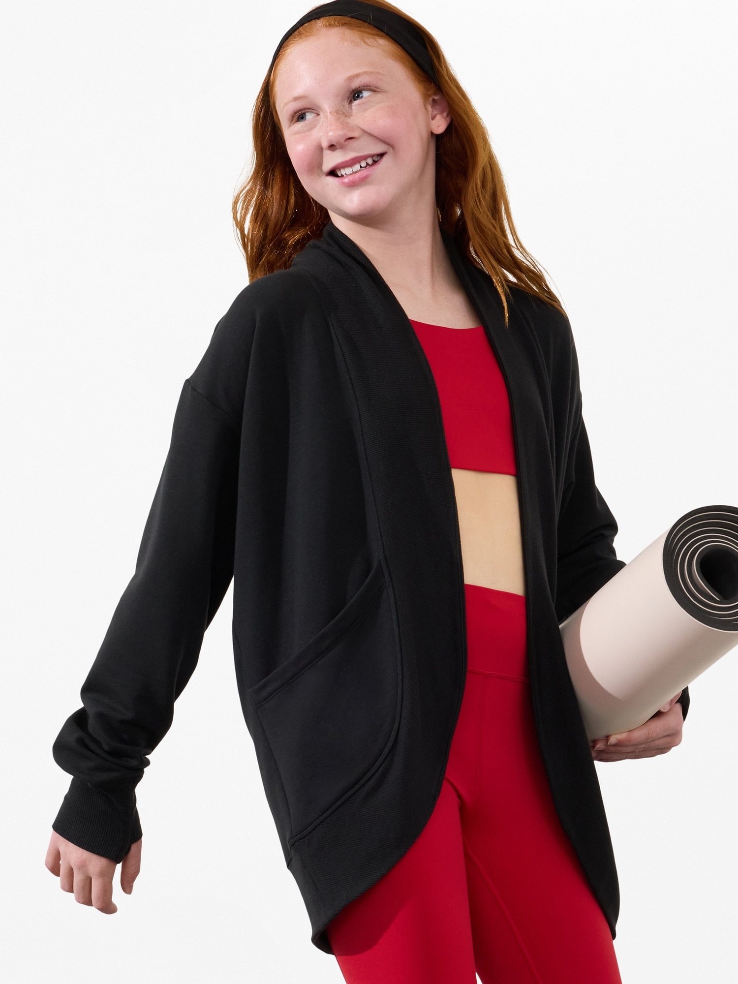 Athleta Girl Wrap 'n Roll Cardigan - Black