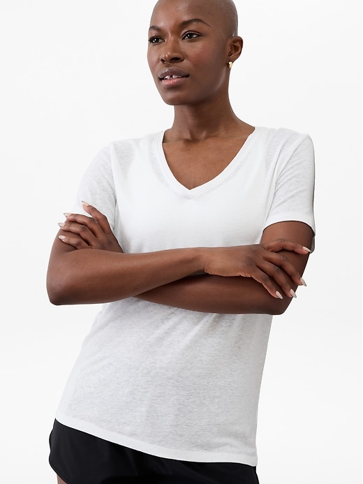 Image number 2 showing, Getaway Linen Blend V-Neck Tee