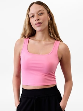 Signature Rib Square Neck Crop Tank