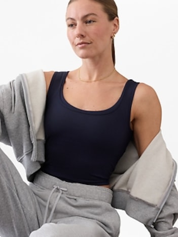 Signature Rib Square Neck Crop Tank