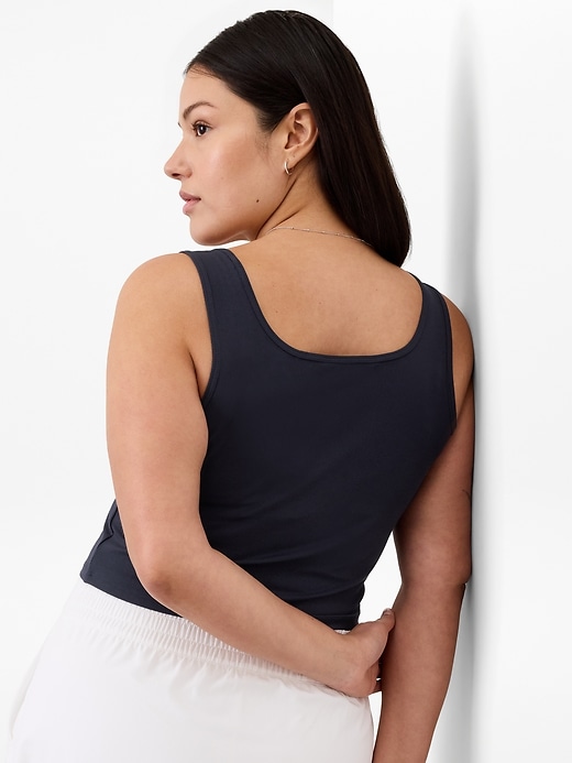 Image number 6 showing, Signature Rib Square Neck Crop Tank