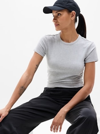 Signature Rib Crop Tee