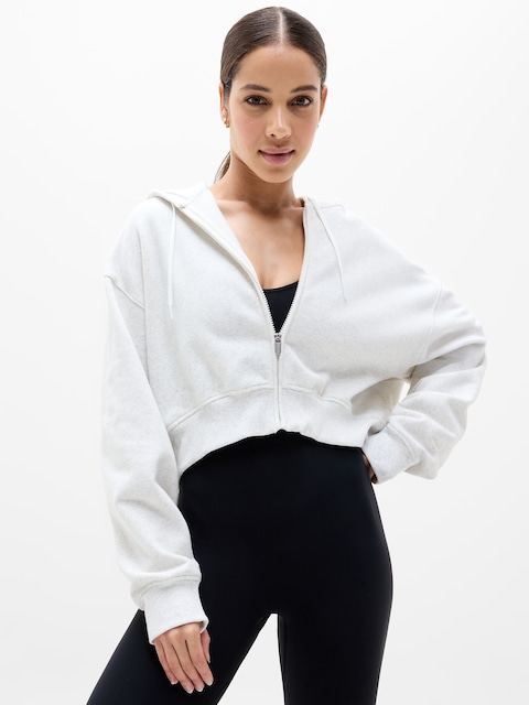 Forever Fleece Crop Full Zip - Gray