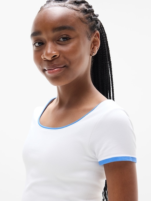Image number 6 showing, Athleta Girl Rise Above Rib Crop Tee